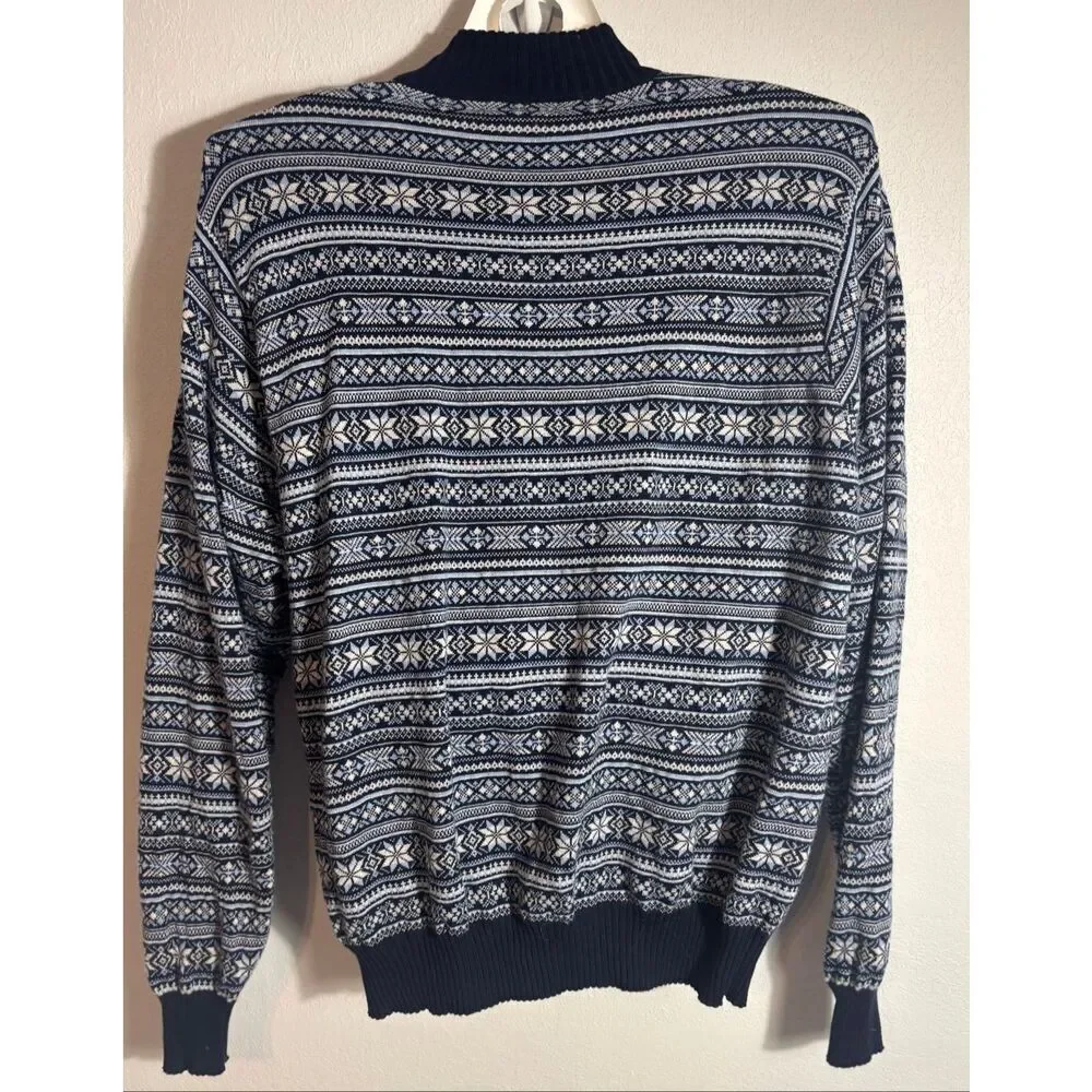 Peter Millar Sweater Mens 2XL Blue Cotton Wool Blend Winter Christmas1/4 FLAW